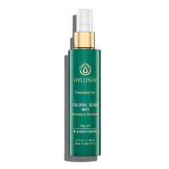 Hylunia Colloidal Silver Mist Toner bottle applied to face for hydration and calm