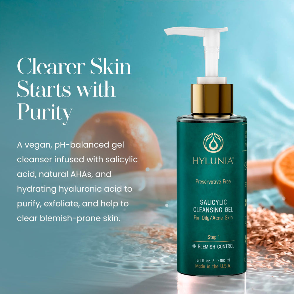 Hylunia ingredients highlight hyaluronic acid for hydration during cleansing.