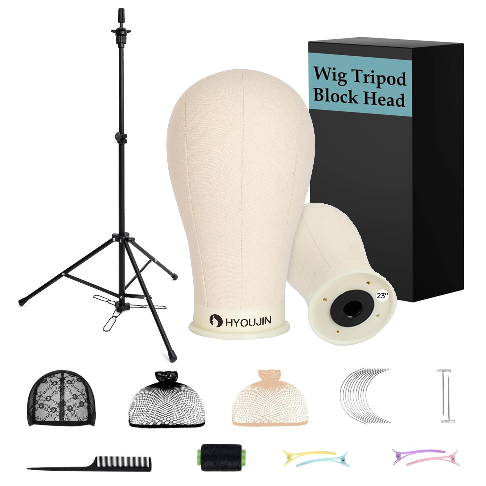 HYOUJIN wig head stand with non-slip foot panel for stable wig creation