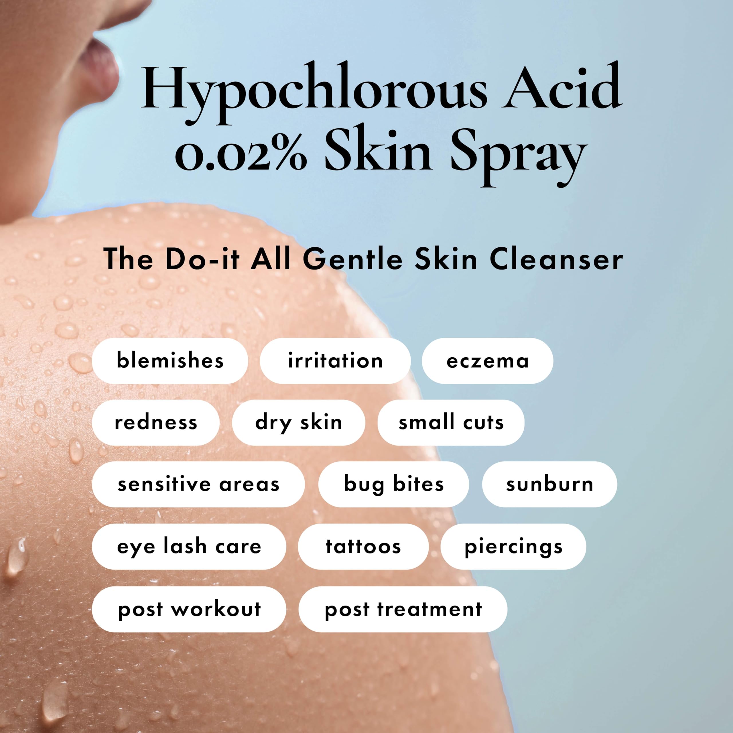 HypoClear mist on the face provides a refreshing daily refresh.