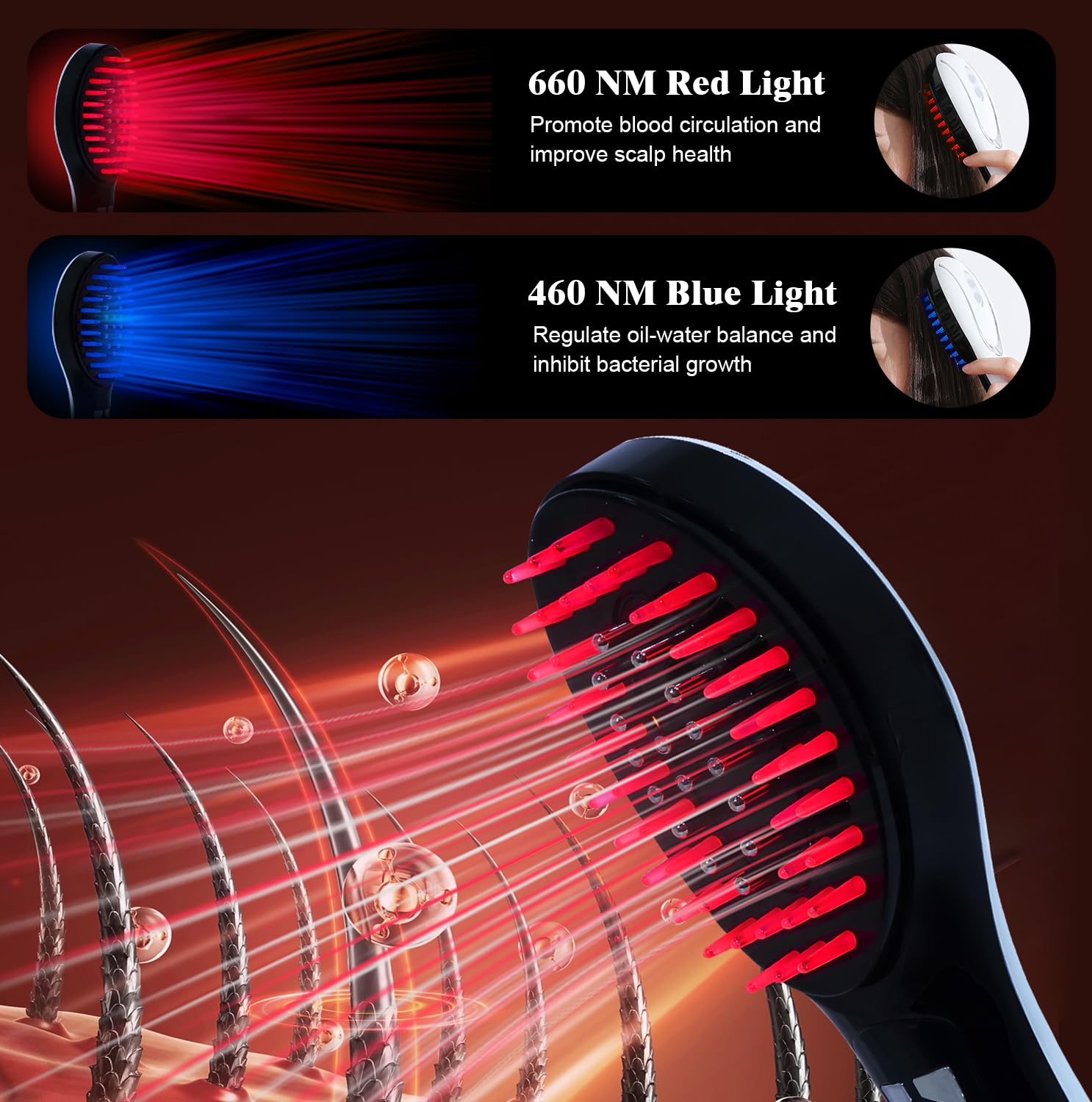 Hysizan glow-mist setup with warm red light for soothing scalp care