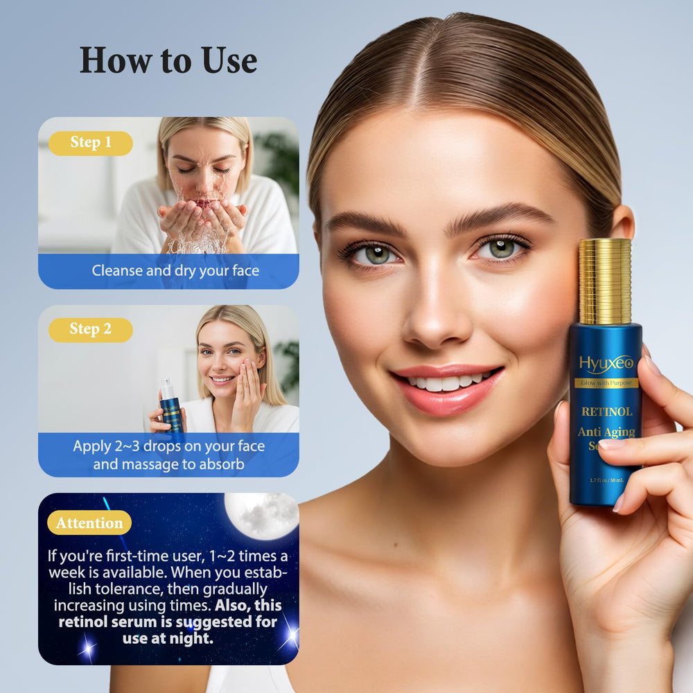 Hyuxeo Retinol Serum with squalane and collagen promotes lasting hydration and glow