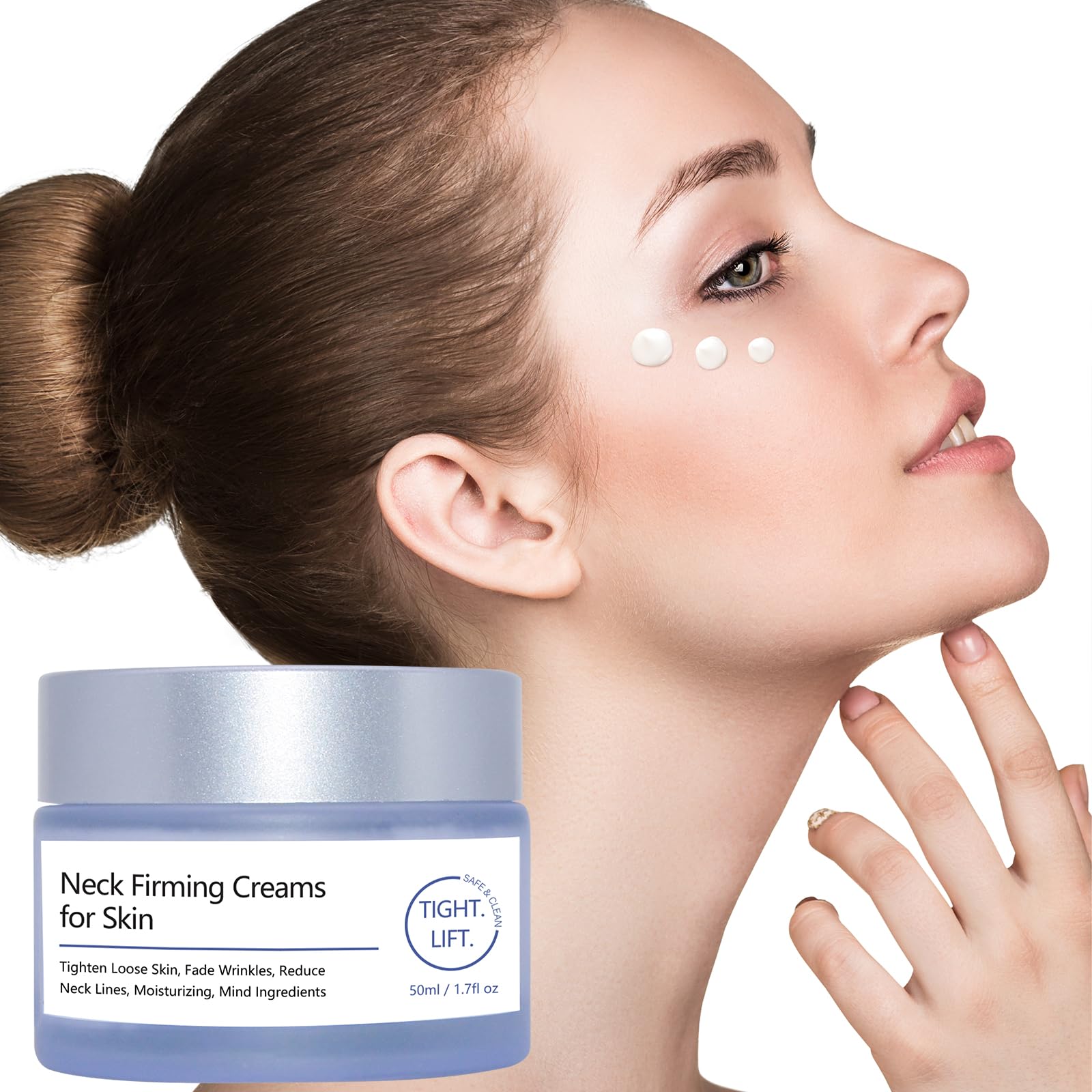 Hywestger Neck Cream spread on neck illustrating anti aging potential.