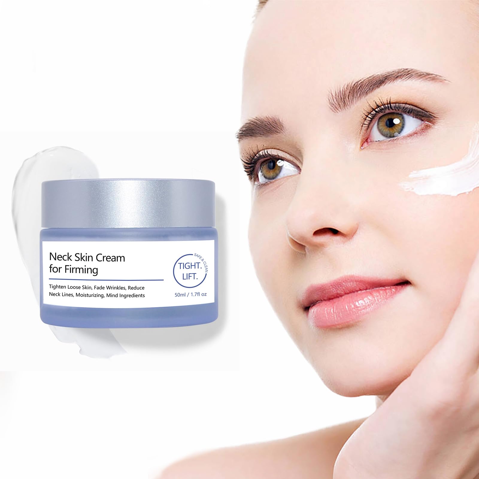 Hywestger Neck Firming Cream pump bottle with healthy glow.