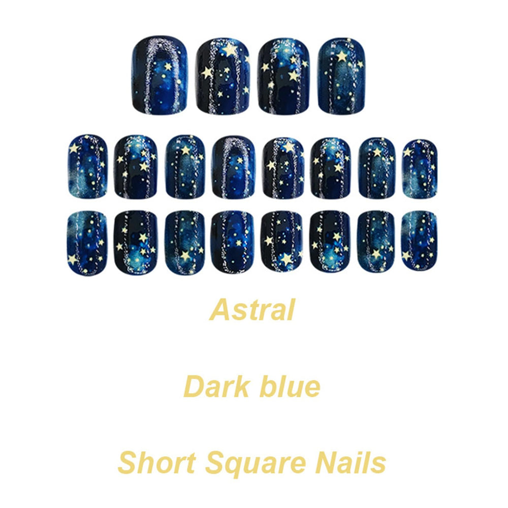 HZJXRT Dark blue gradient nails with glossy shine for everyday elegance.