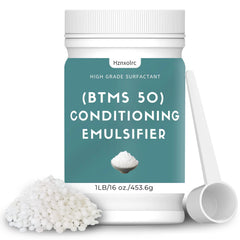 Hznxolrc BTMS 50 emulsifier packaging close-up for premium formulations.
