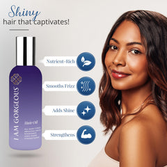 I am gorgeous argan-marula-ingredients highlight a nutrient-rich blend for damaged hair.