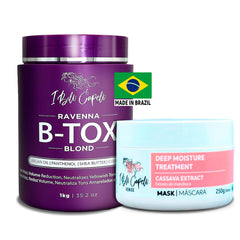 I Belli Capelli Ravenna B-tox Kit bottle application for smoother, frizz-free blonde hair