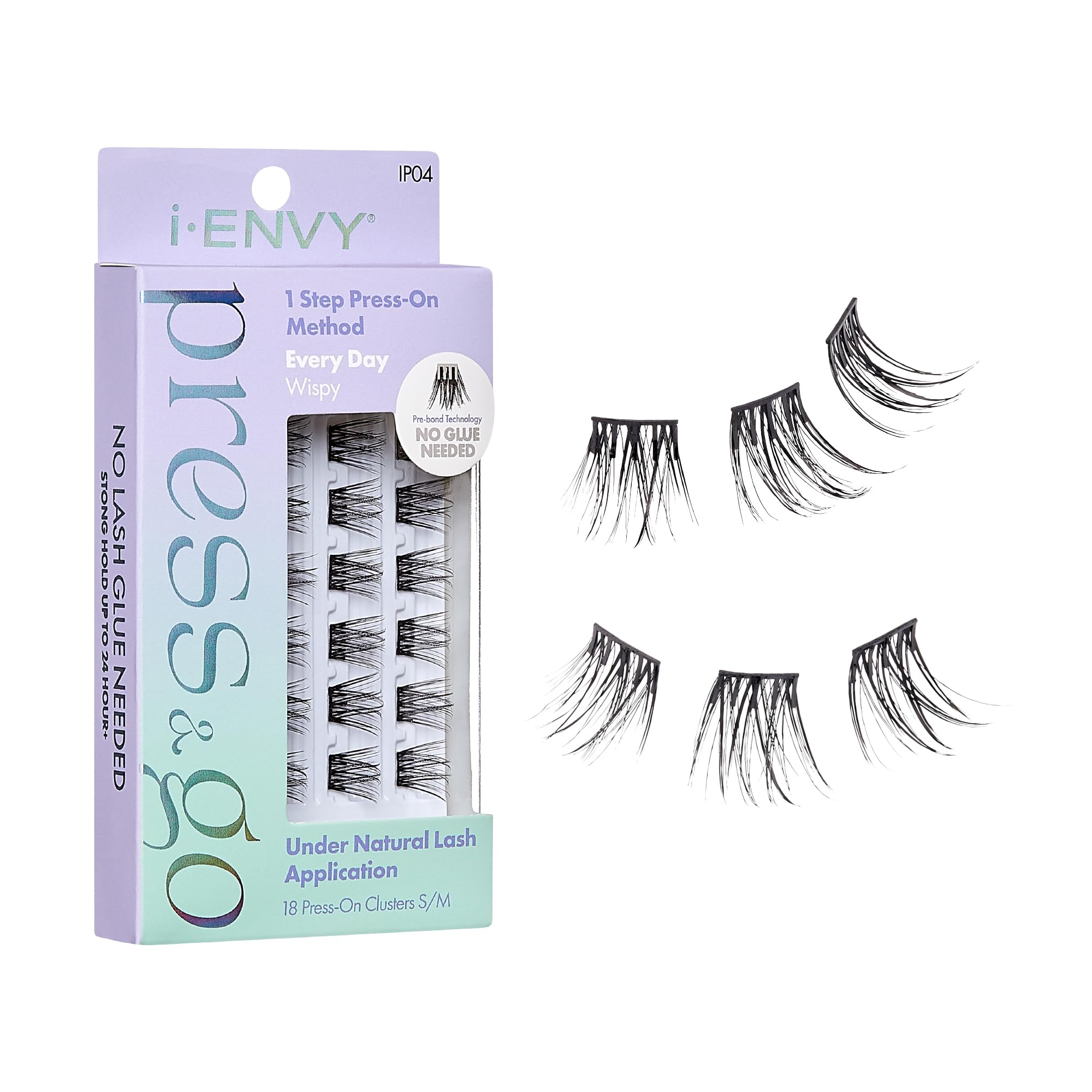 i-ENVY Press&Go self-adhesive lashes close-up showing quick, mess-free application