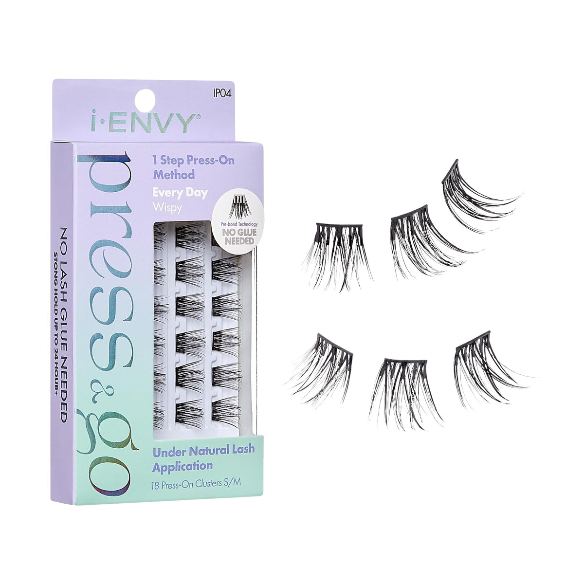i-ENVY Press&Go self-adhesive lashes close-up showing quick, mess-free application