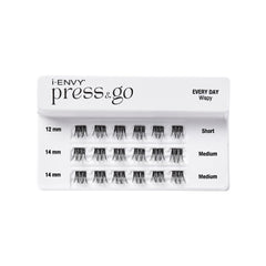 i-ENVY Press&Go lashes packaging highlighting no-glue design and ease of use