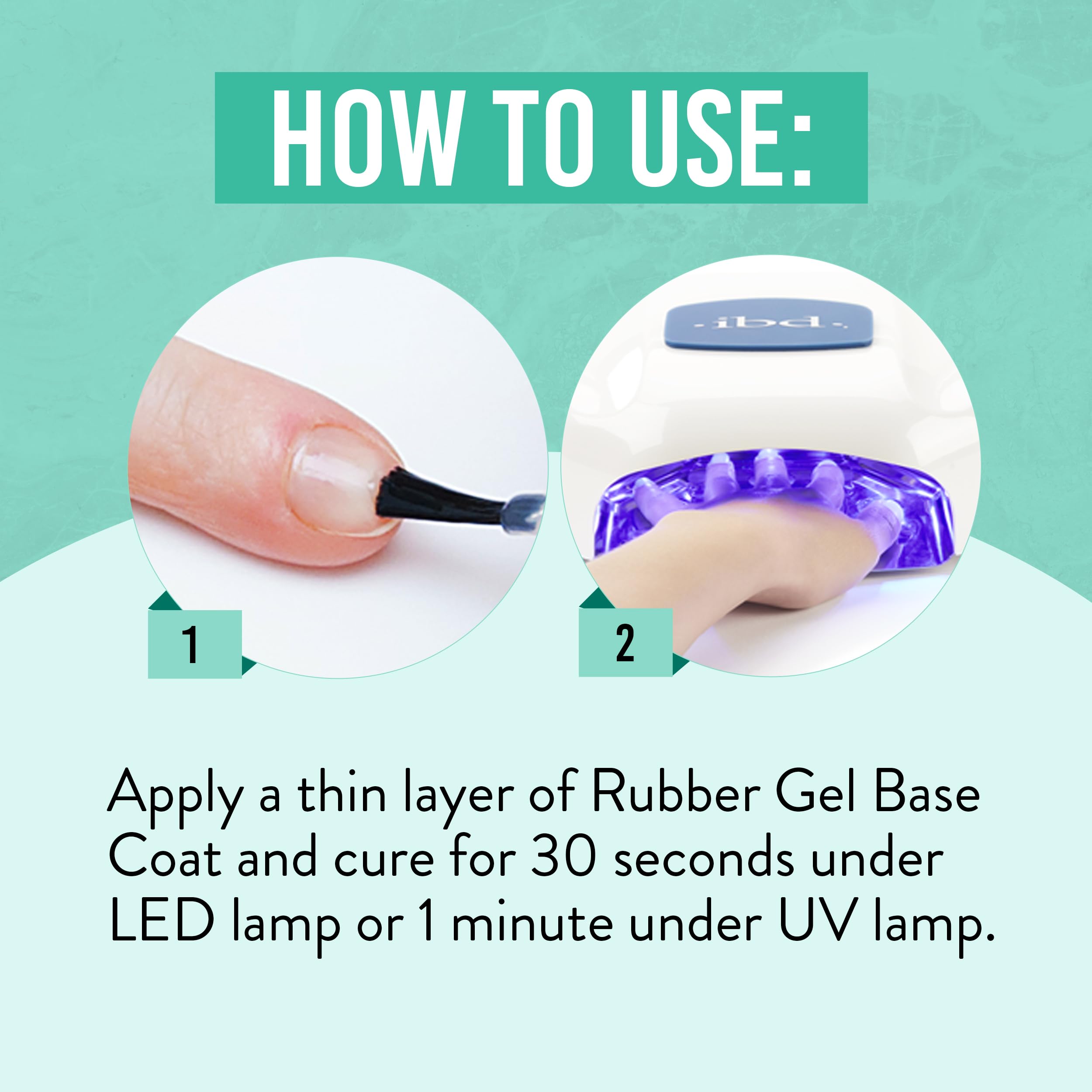 IBD Rubber Base Gel under LED cure during manicure session.