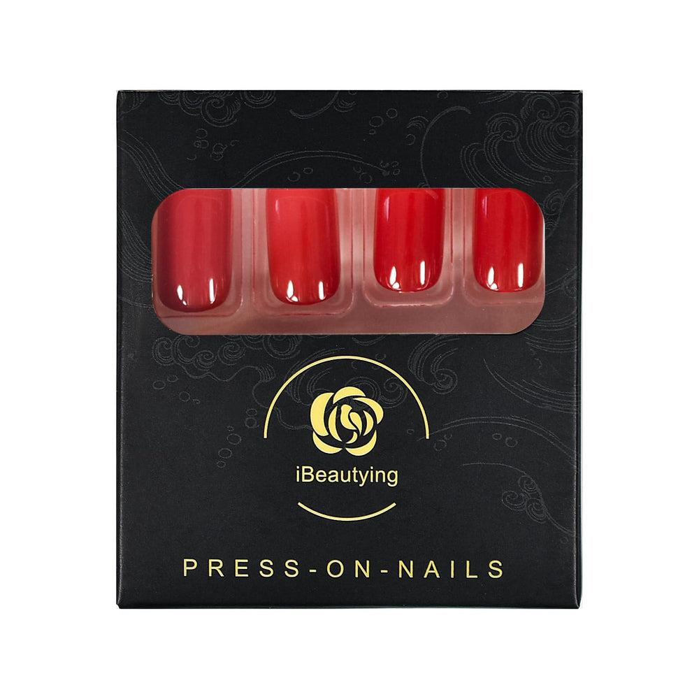 iBeautying 24-piece set shown with nail file for easy at-home application.