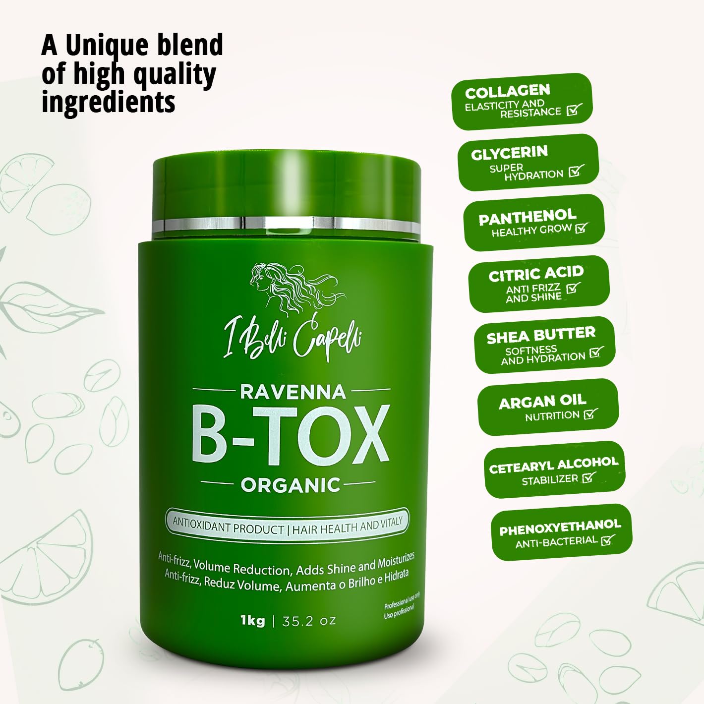 I Belli Capelli Organic formula label indicating formaldehyde-free formulation