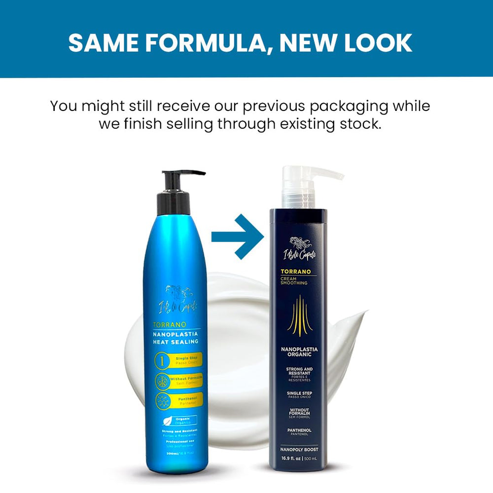I Belli Capelli Torrano Keratin Kit label highlights formaldehyde-free science for hair care.