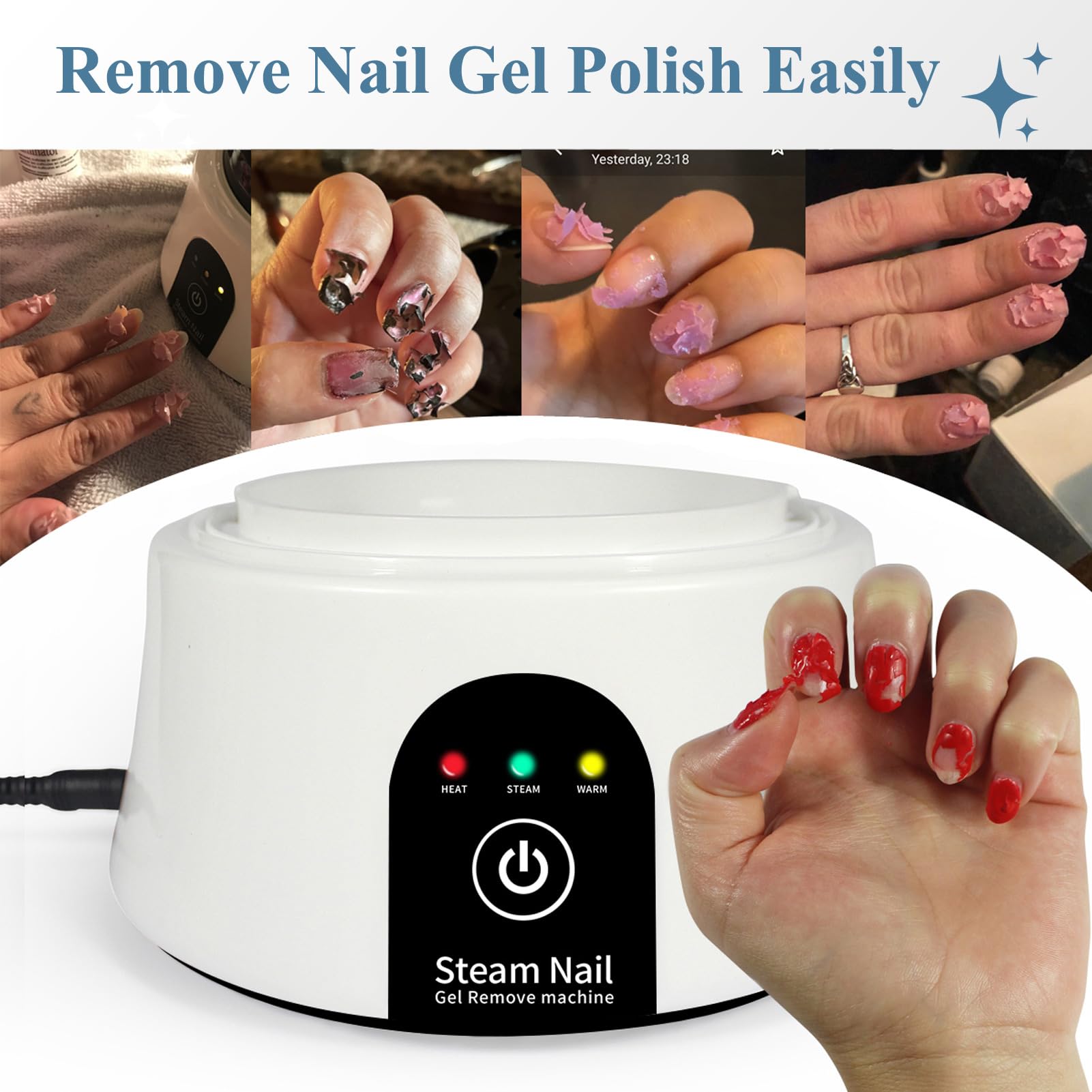 IBN G ISGR-01 blue electric nail soaking bowl with finger covers reducing odor
