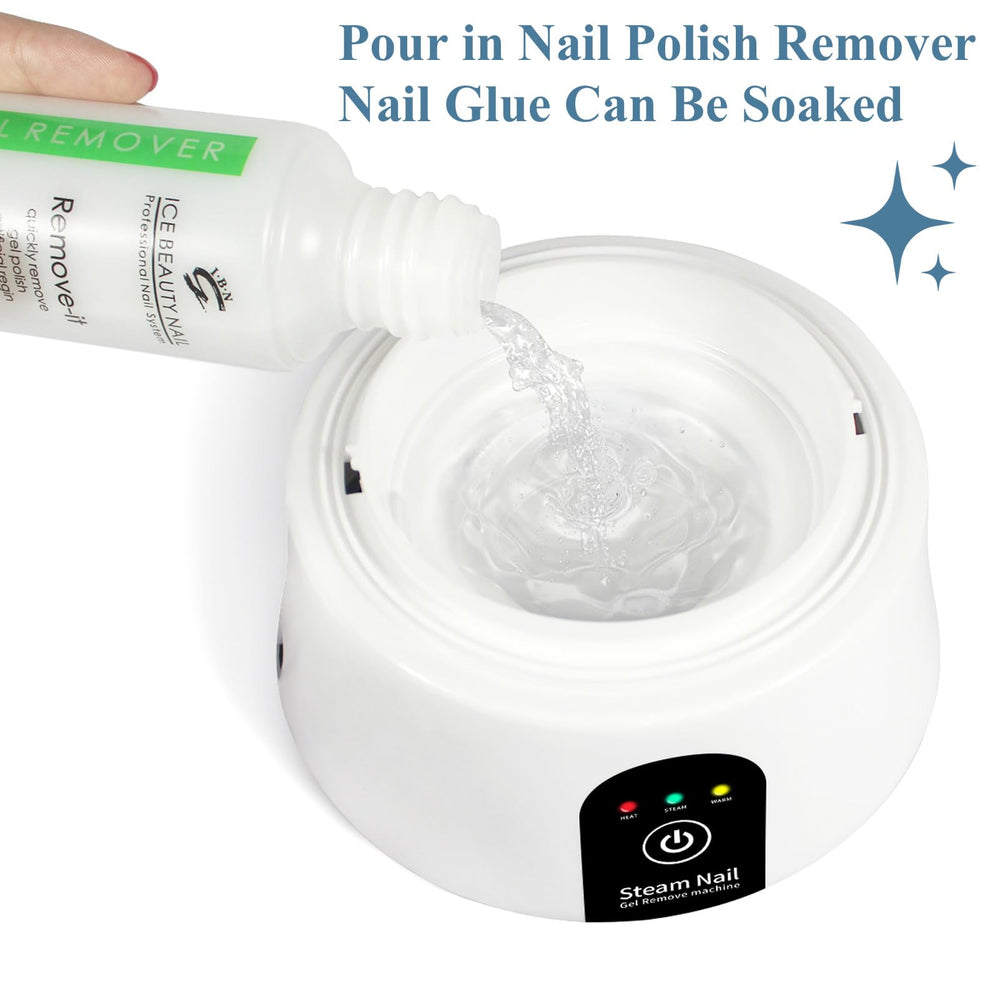 IBN G ISGR-01 blue electric nail soaking bowl with remover being poured