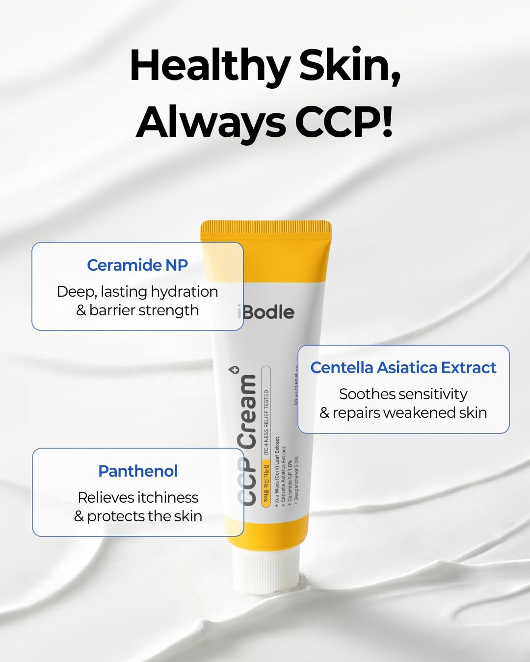 iBodle CCP Cream features ceramide NP to support skin barrier health.