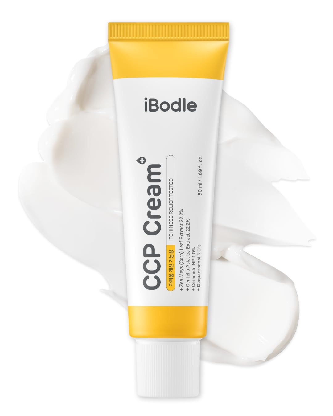 iBodle CCP Cream packaging closeup highlighting fragrance-free formula for sensitive skin.