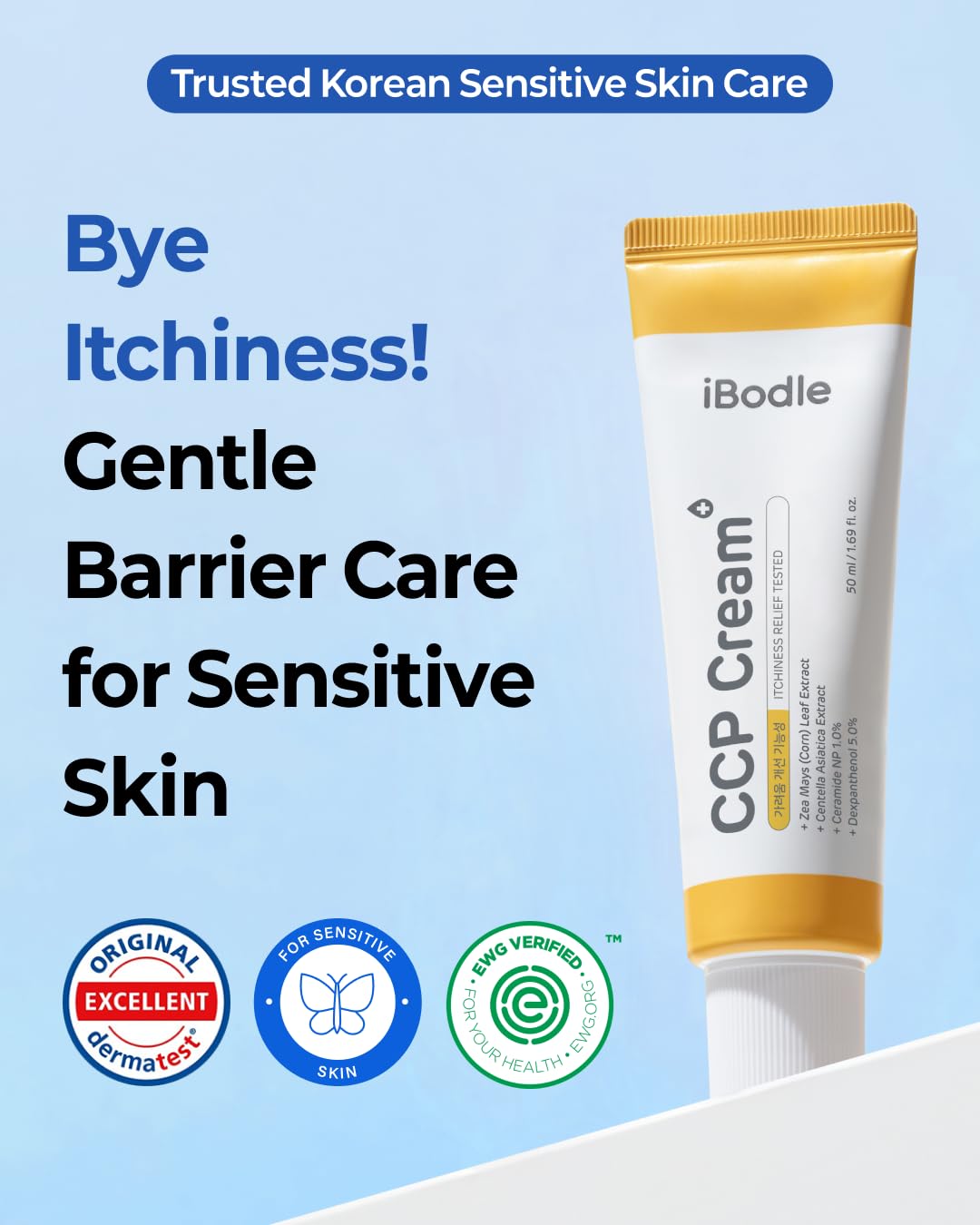 iBodle CCP Cream texture swatch shows rich, fast-absorbing hydration.