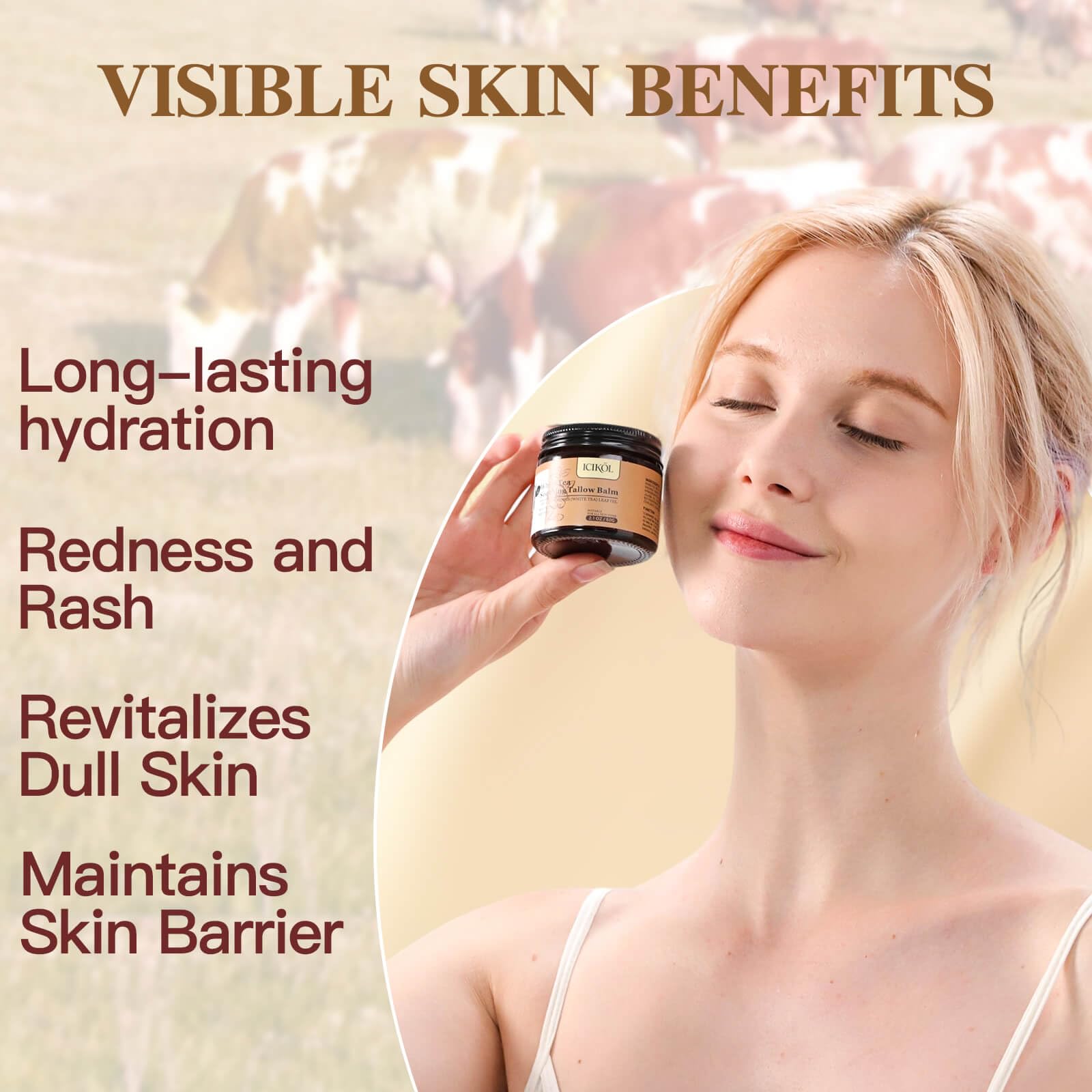 ICIKOL Beef Tallow Honey Balm honey ingredient close-up highlighting natural nutrients.