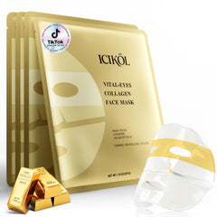 ICIKOL Collagen Mask with 24K Gold and Snail Mucin provides full-face hydration for radiant skin.