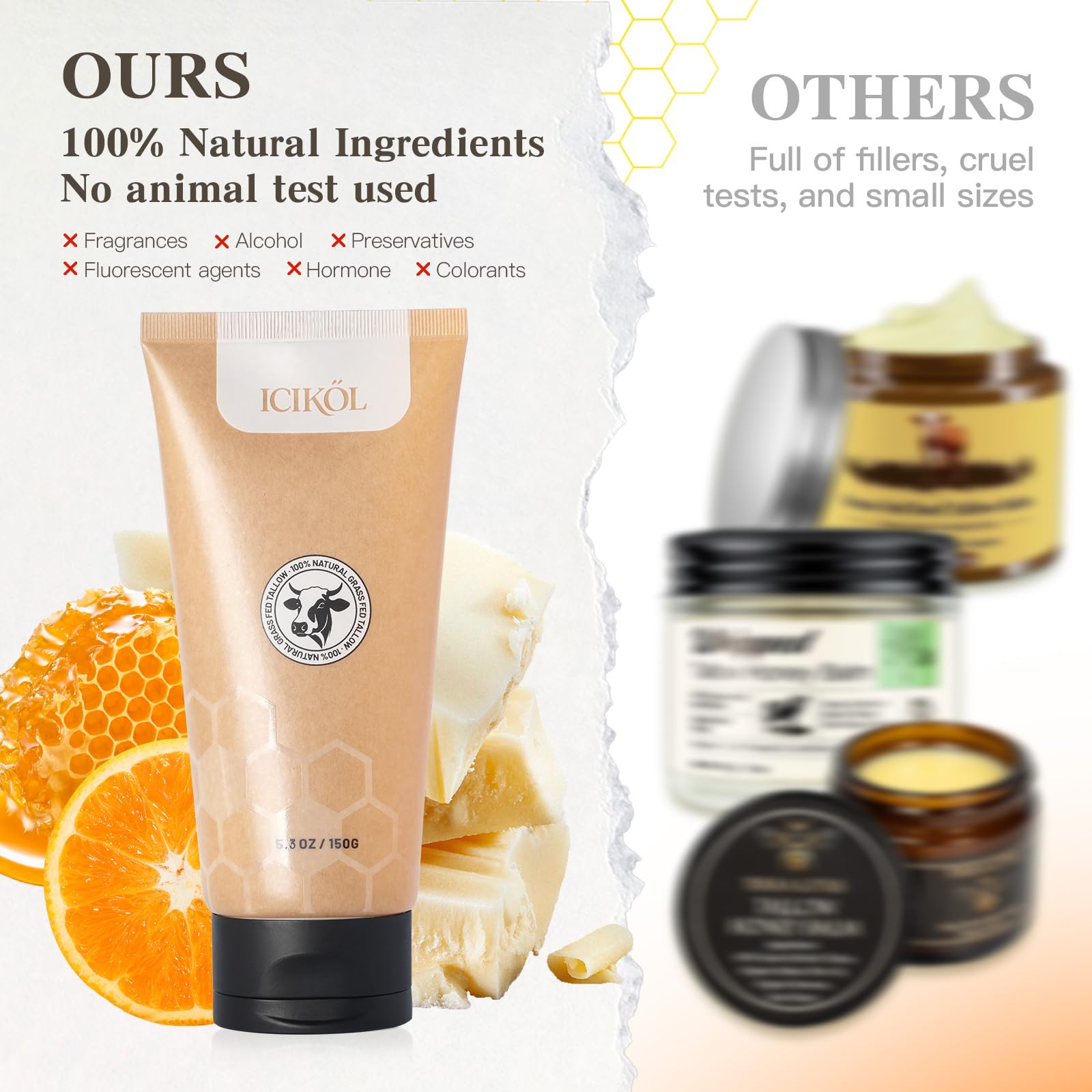 ICIKOL Orange blossom scent swirl evoking a refreshing skincare ritual.