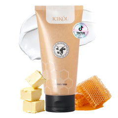 ICIKOL Organic Beef Tallow Honey Balm face close-up, rich hydration.