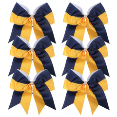 ICObuty Cheerleader Bows 8 Inch Comb securely grips ponytails with bling rhinestones in navy and gold