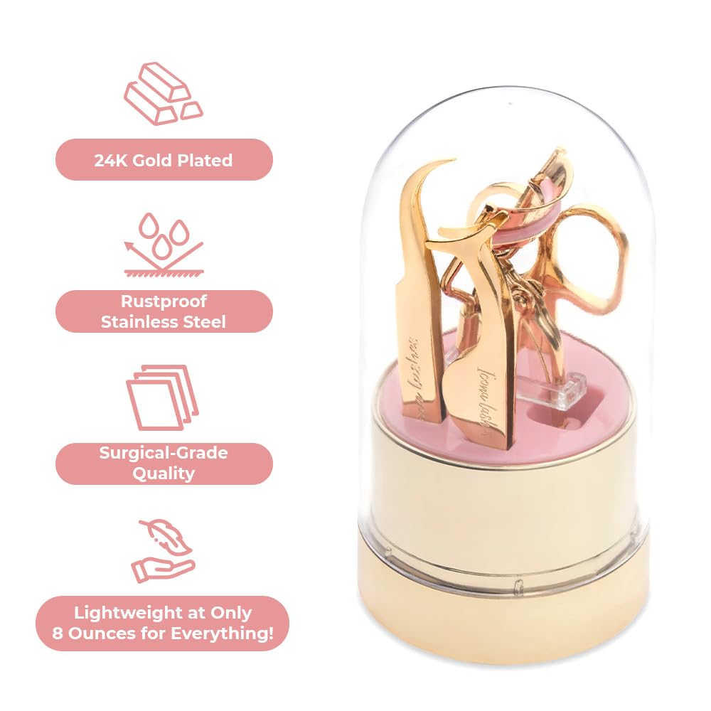 Icona Lashes 4-in-1 kit scissors provide clean, angled trims.