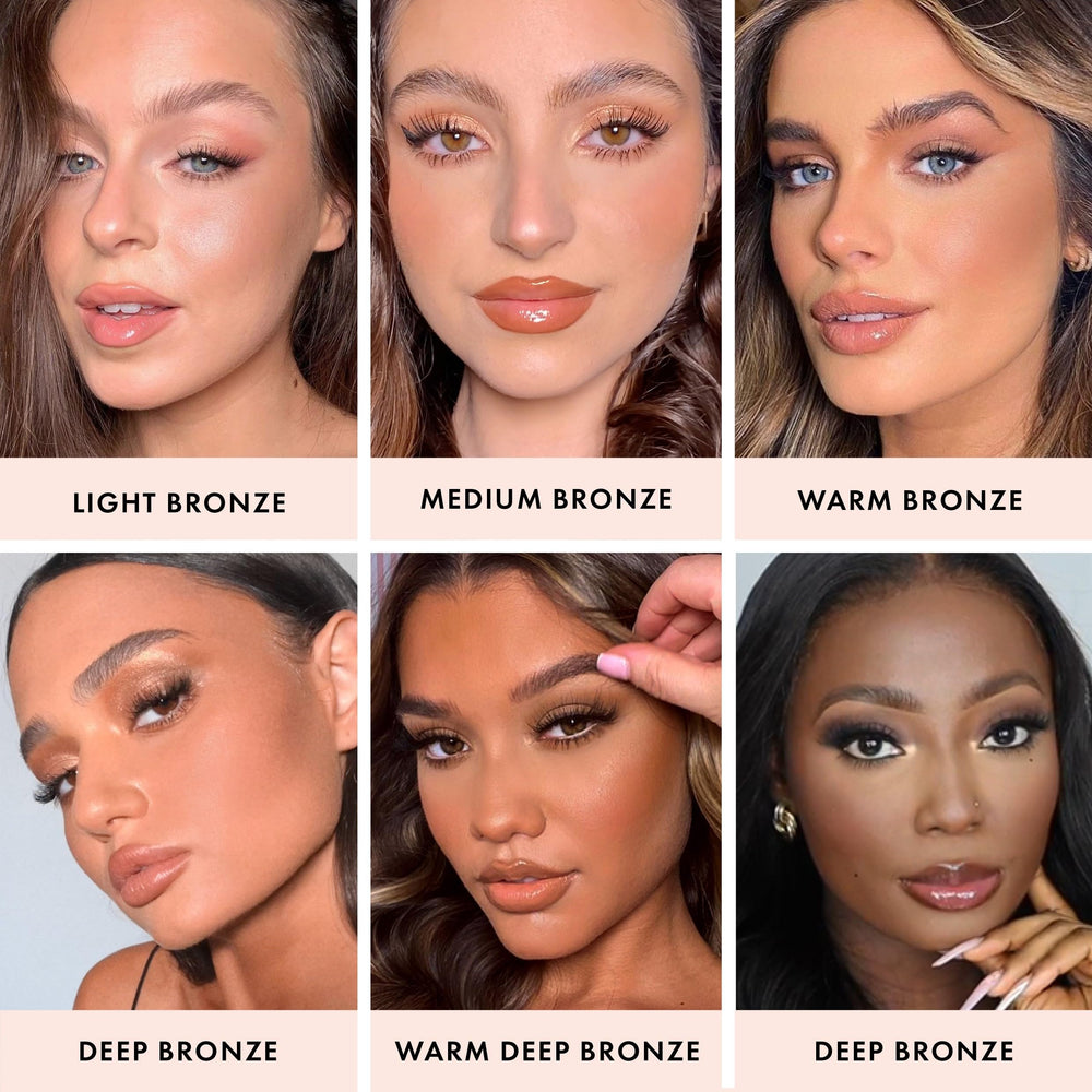 Bronzer applied along the nose bridge and hairline for subtle definition