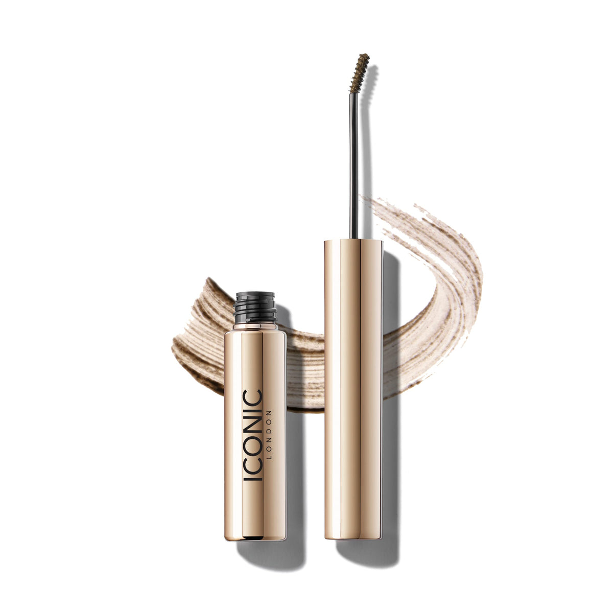 ICONIC LONDON Brow Tint and Texture bottle with precision brush, for natural definition.