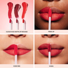 ICONIC LONDON Cloud Kiss Matte Lip Mousse applicator edge outlines lips for precise color.