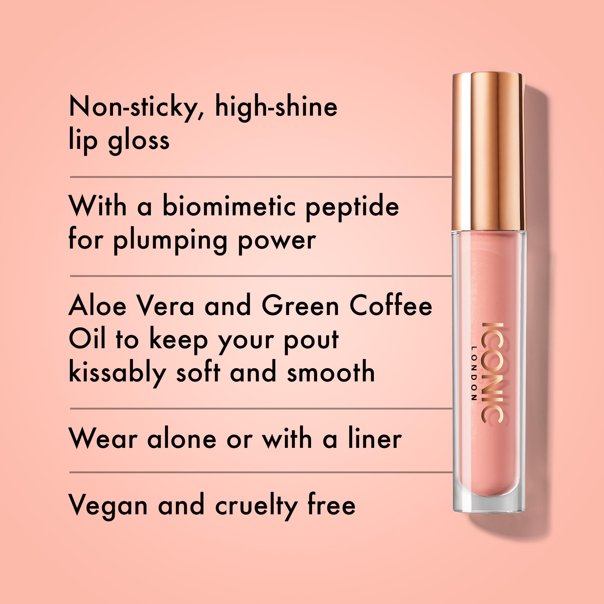 ICONIC LONDON Lip Pumping Gloss delivers lustrous shine with non-sticky, comfortable wear.