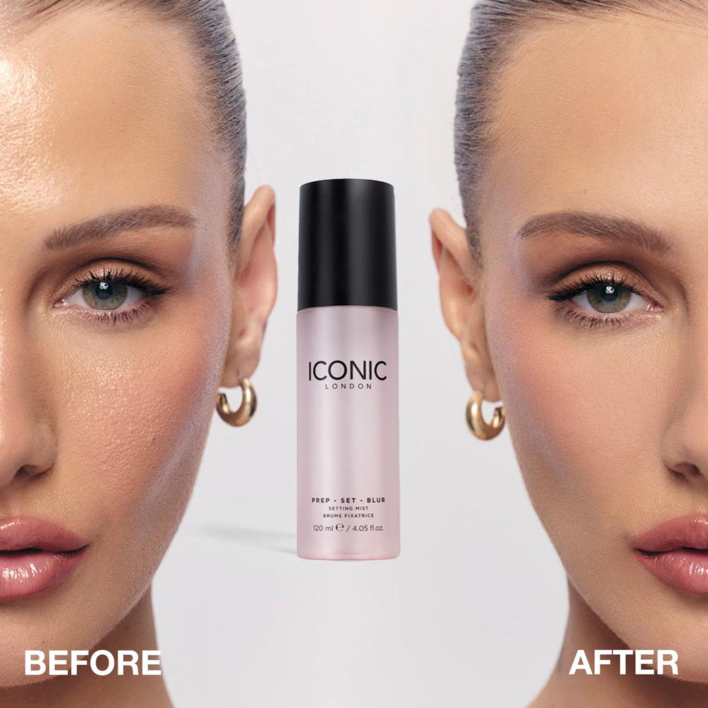 ICONIC LONDON Prep Set Blur application-hands demonstrates quick setting after spray