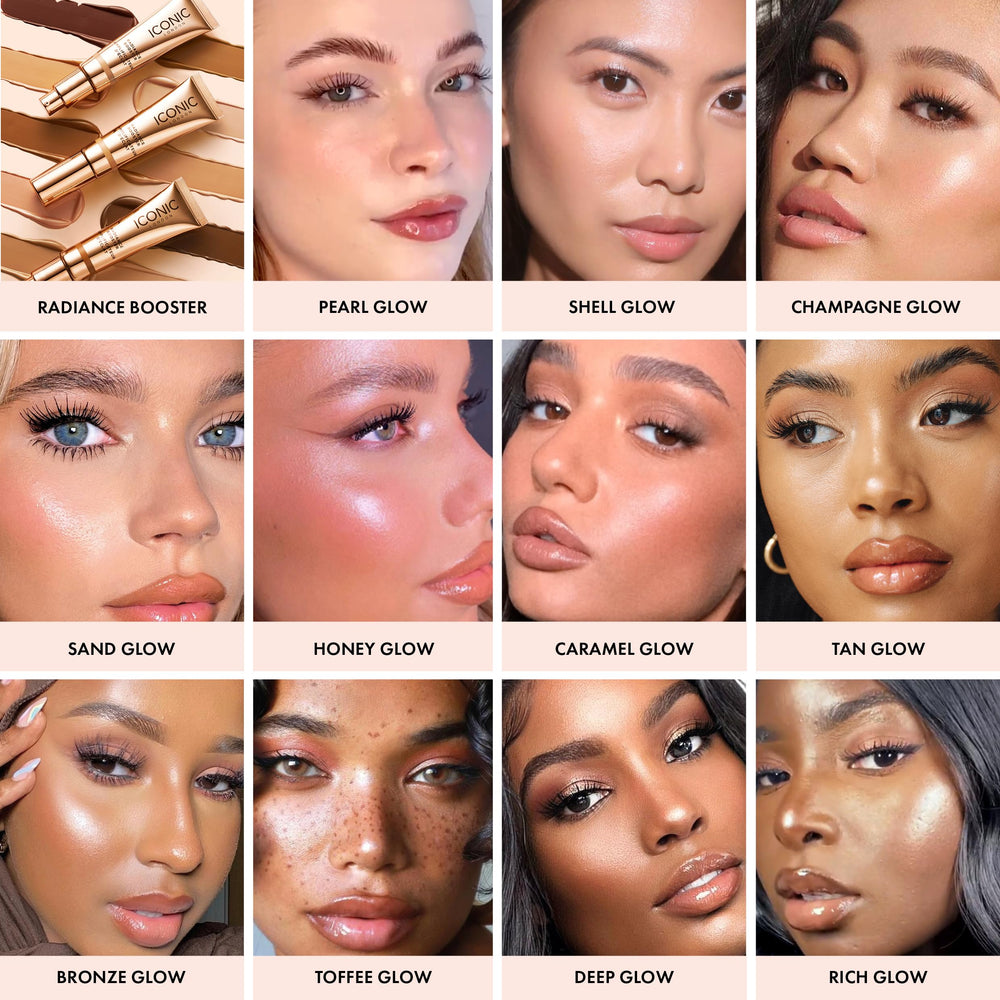ICONIC LONDON Radiance Booster finish appears glossy without sparkle