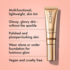 ICONIC LONDON Radiance Booster swirl texture for smooth, sheer coverage