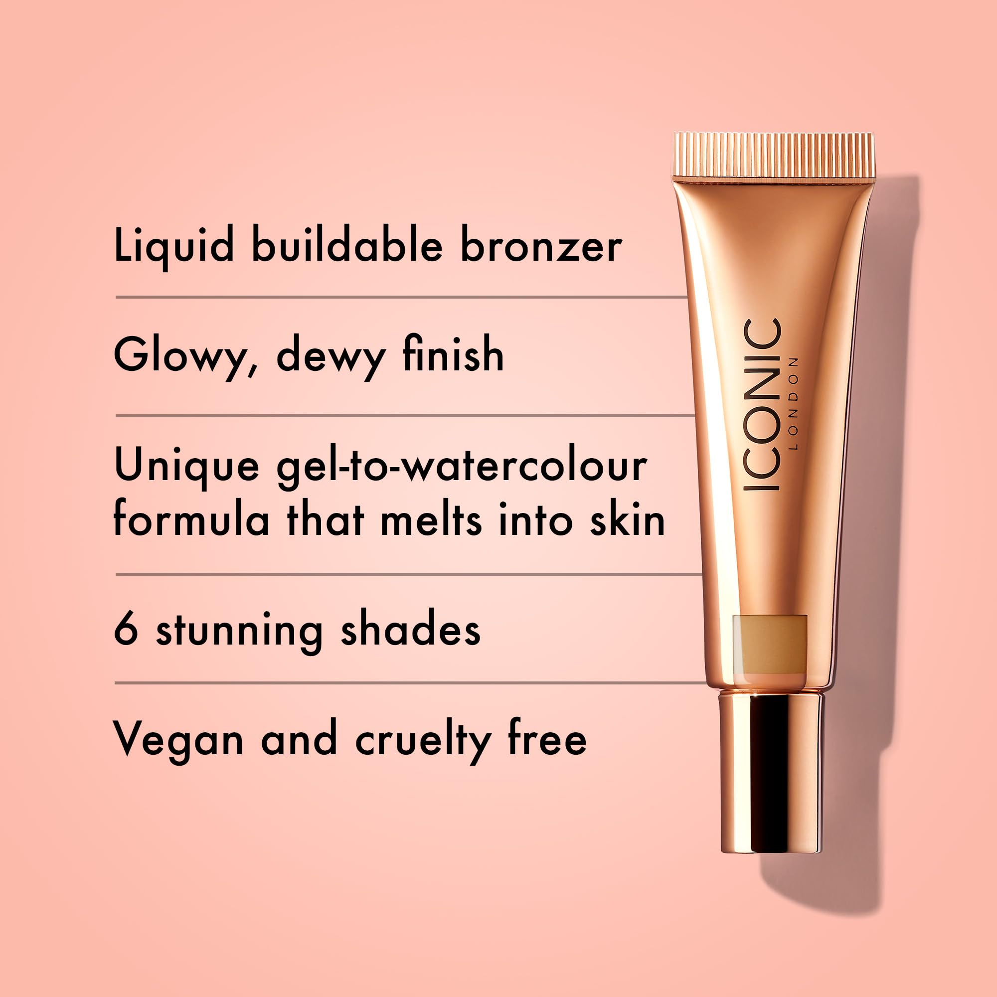 Iconic London Sheer Bronze swatch on skin showing natural sun kissed glow.