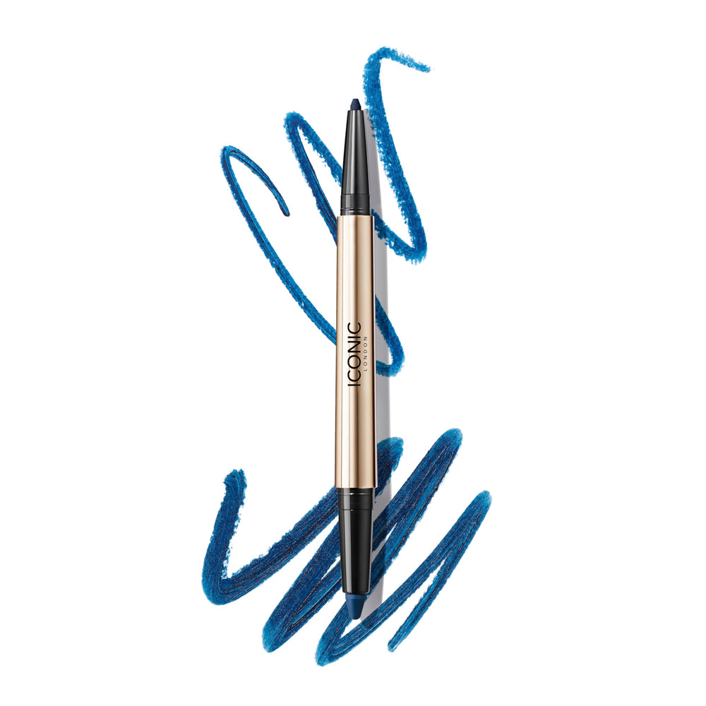 ICONIC LONDON Smokey Eye Duo electric blue crayon close-up shows creamy, blendable texture