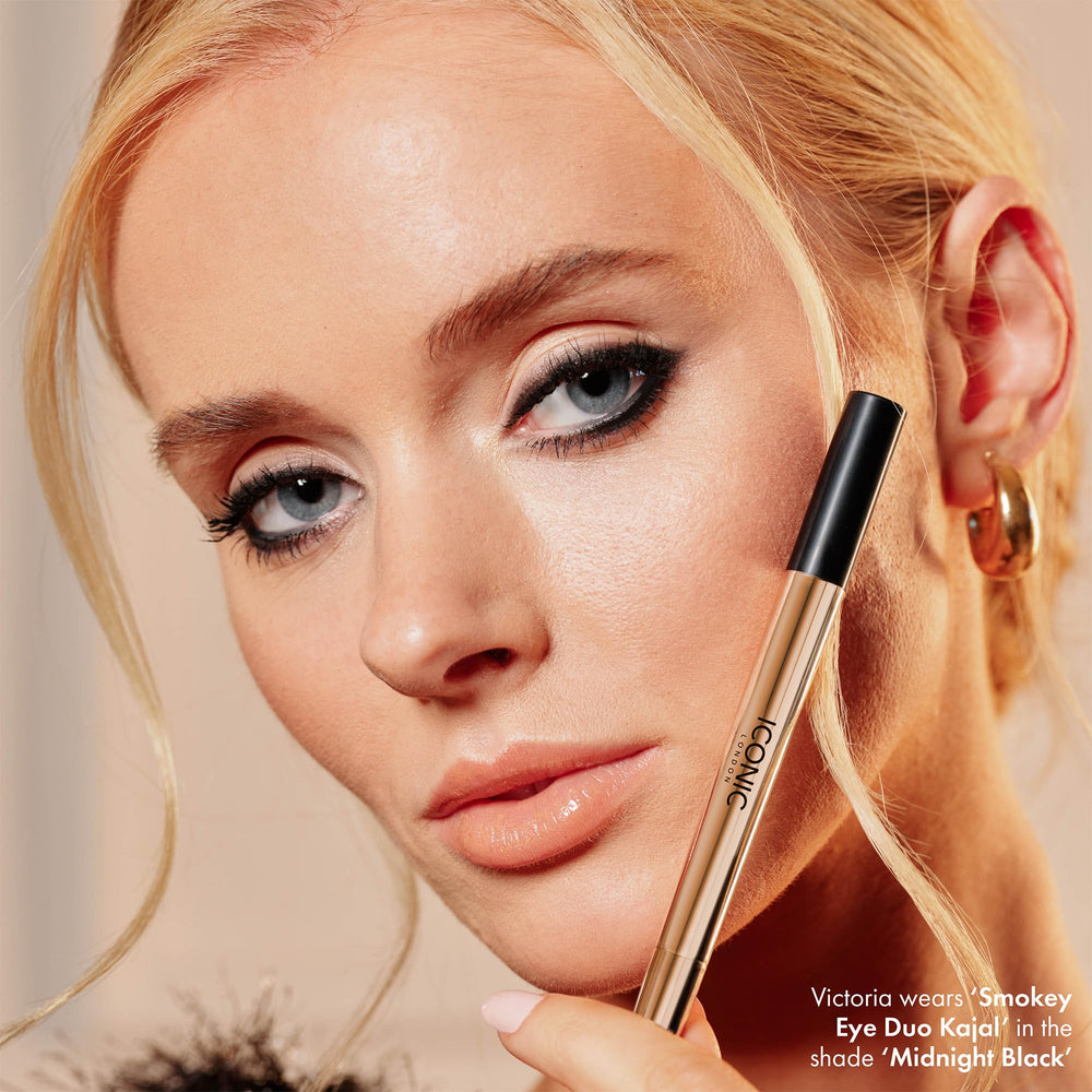 ICONIC LONDON Smokey Eye Duo packaging highlights vegan and cruelty-free branding.