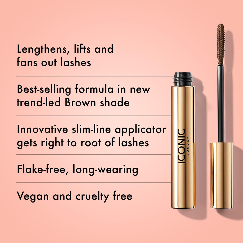ICONIC LONDON Triple Threat Mascara, emballage élégant facilitant le rangement et l’utilisation.