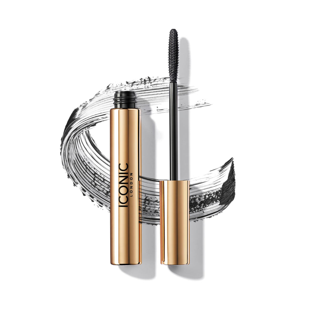 ICONIC LONDON Triple Threat Mascara wand close-up showing a slim brush for precise lift.