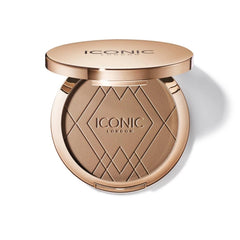 ICONIC LONDON Ultimate Bronzing Powder compact in gold for a warm, matte finish