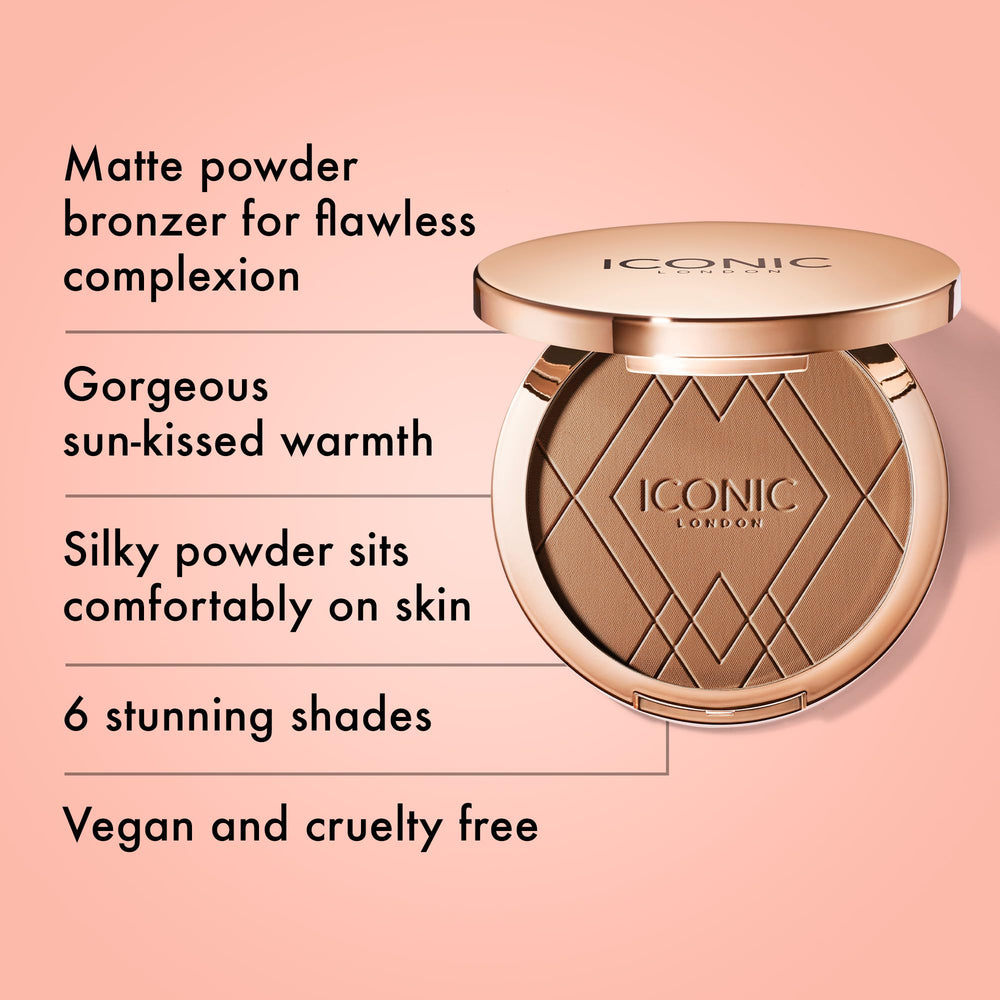 Close-up swatch of the silky bronze powder showing smooth texture for blending.