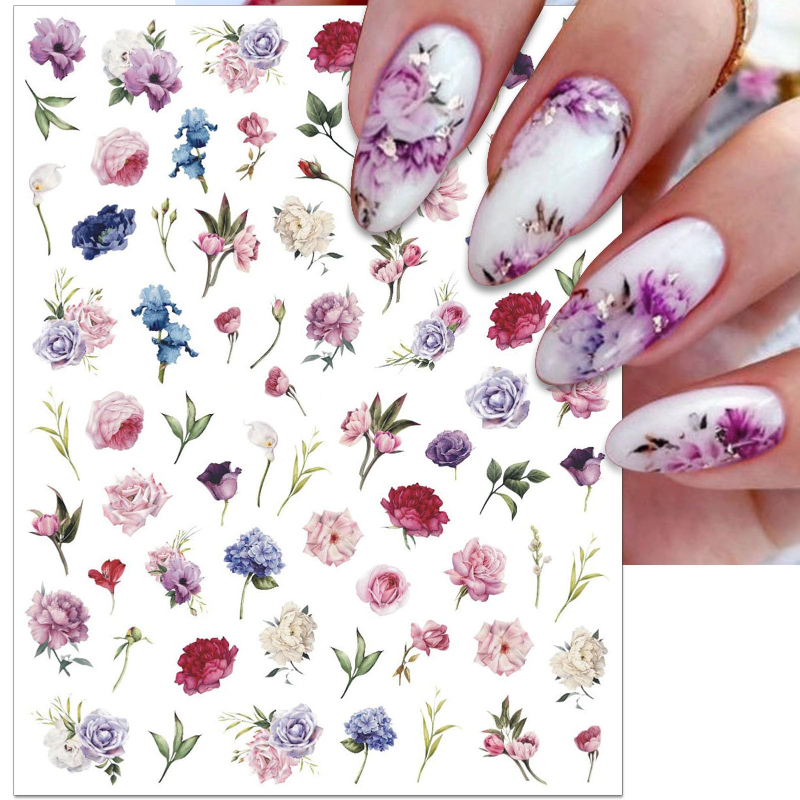 IDDFEVE 3D decals featuring soft pink petals for glossy nails