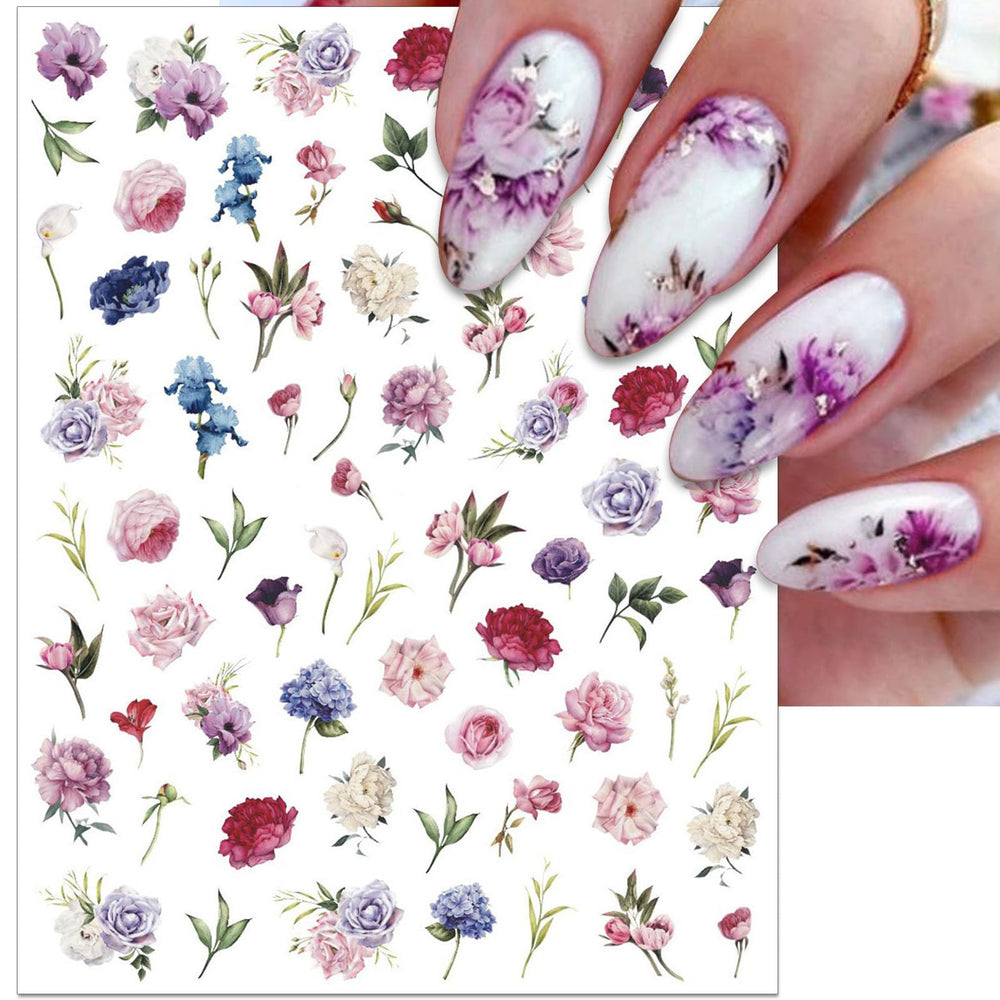 IDDFEVE 3D decals featuring soft pink petals for glossy nails