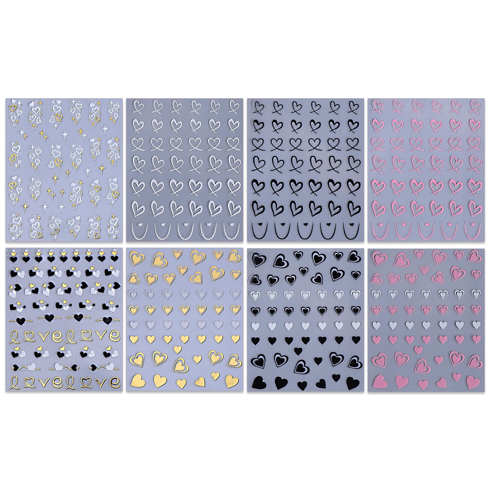 IDDFEVE 8-sheet pack for multiple Valentine nail art ideas