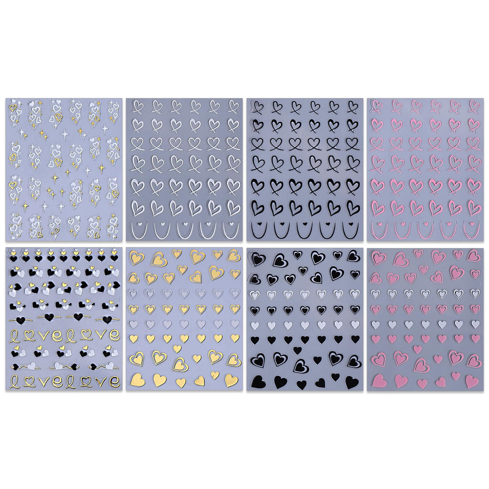 IDDFEVE 8-sheet pack for multiple Valentine nail art ideas