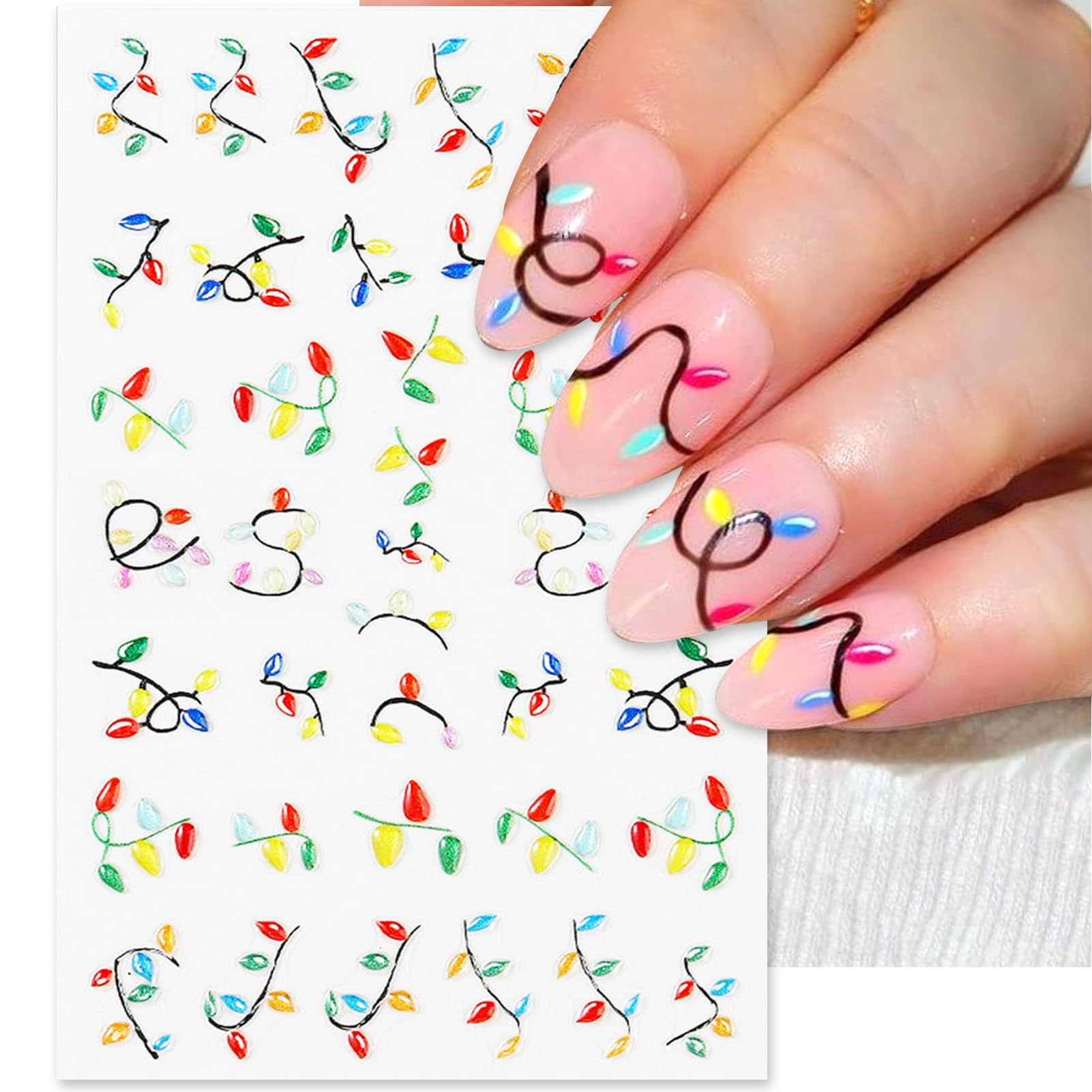 IDDFEVE Christmas decals with top-coat-friendly finish for lasting shimmer.