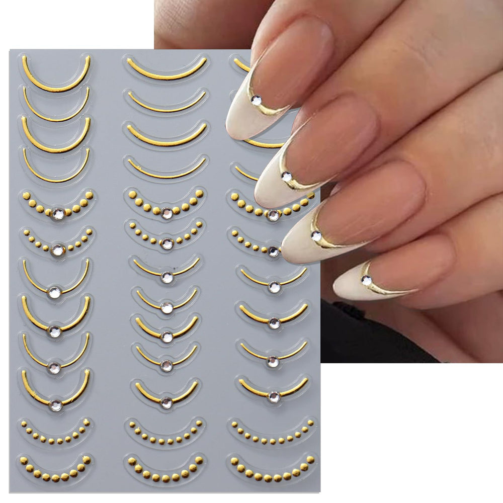 IDDFEVE curved stripe nail art on natural nails for a salon-grade finish